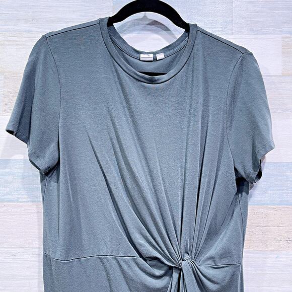 GAP Twist Knot Dress Green Tencel Jersey Stretch Short Sleeve Womens Large - Picture 3 of 7